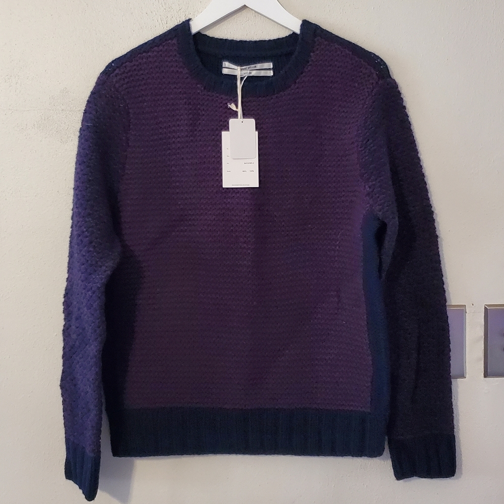 Robert Geller 100% wool sweater - navy/purple